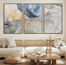Large Abstract Blue and Gold Canvas Wall Art | Fluid Ink