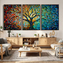 Yggdrasil Tree of Life Wall Art Print | Mosaic Style 3-Panel