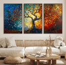 Yggdrasil Tree of Life Mosaic Stained Glass Wall Art Canvas,