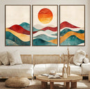 Southwest Mountain Wall Art Canvas Print – Boho Triptych