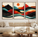 Western Wall Decor - Large Triptych Mountain Canvas - Boho