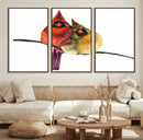 Cardinal Bird Canvas Wall Art - Male and Female Cardinal