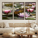 Lotus Flower Wall Art Canvas Print, Water Lily Large Wall