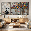 Banksy Butterfly Girl Wall Art – Modern Graffiti Canvas