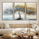 Silver Tree Wall Art – Framed Golden Leaves Canvas Artwork, by MyGreatCanvas | Canvas Wall Art Prints | Photo Prints & Wall Decor