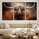 Highland Bull Canvas Abstract Canvas Wall Art Print –