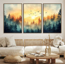 Sunrise Forest Wall Art – Framed Misty Pines Canvas Artwork by MyGreatCanvas | Canvas Wall Art Prints | Photo Prints & Wall Decor
