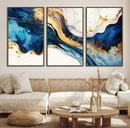 Blue Gold Flow Wall Art Canvas Print – Framed Marble Design by MyGreatCanvas | Canvas Wall Art Prints | Photo Prints & Wall Decor