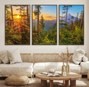 Forest Sunset Wall Art Canvas Print – Green Pines Sunset