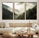 Misty Valley Wall Art Canvas Print – Foggy Forest Pine Trees