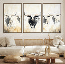 Texas Longhorn Wall Art Canvas Print – Rustic Western Bull