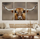 Texas Longhorn Wall Art Canvas Print – Brown Bull Rustic