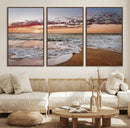 Ocean Sunset Wall Art Canvas Print – Framed Sandy Shore