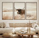 Texas Longhorn Wall Art Canvas Print – Framed Brown Horned