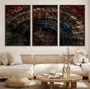 Dark Wood Ring Wall Art Canvas Print – Framed Abstract Tree