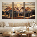 Wood Mountain Wall Art Canvas Print – Framed Boho Abstract