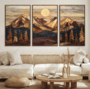 Wood Mountain Landscape Wall Art Canvas Print – Framed