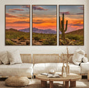 Saguaro Cactus Wall Art Canvas Print – Framed Arizona Sunset
