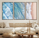 Aerial Ocean View Wall Art Canvas Print – Framed Soft Blue