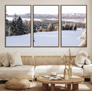Snowy Mountain Wall Art Canvas Print – Framed Ski Slope