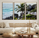 Tropical Coastline Wall Art Canvas Print – Framed Palm Tree