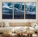 Black Beach Wall Art Canvas Print – Framed Aerial Ocean View