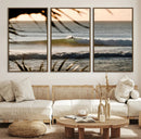 Sunset Surf Wall Art Canvas Print – Framed Golden Hour Waves