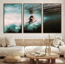 Vibrant Aquatic Motion Wall Art Canvas Print – Framed