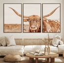 Longhorn Bull Wall Art Canvas Print – Framed Western Cow