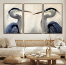 Blue Heron Pair Wall Art Canvas Print – Framed Coastal Bird
