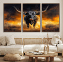 Longhorn Canvas Wall Art Canvas Print – Framed Bold Bull