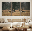 Deer Wall Art Canvas Print – Framed Rustic Wildlife Stags