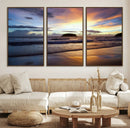 Beach Sunset Wall Art Canvas Print – Tropical Ocean Waves