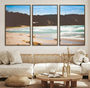 Tranquil Beach Scene Wall Art Canvas Print – Framed Blue