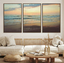 Sunset Seascape Wall Art Canvas Print – Framed Pastel Ocean