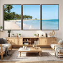 Palm Tree Coast Wall Art Canvas Print – Framed Island Getaway with Crystal Blue Water Scenic Artwork for Home, Office by MyGreatCanvas | Canvas Wall Art Prints | Photo Prints & Wall Decor