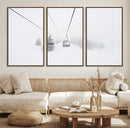 Ski Lift Wall Art Canvas Print – Snowy Alpine Landscape