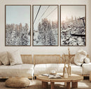 Frosty Pines Wall Art Canvas Print – Framed Cozy Cabin Ski