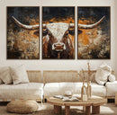 Abstract Longhorn Bull Wall Art Canvas Print – Vintage by MyGreatCanvas | Canvas Wall Art Prints | Photo Prints & Wall Decor