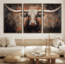 Rustic Longhorn Bull Wall Art Canvas Print – Vintage Western by MyGreatCanvas | Canvas Wall Art Prints | Photo Prints & Wall Decor