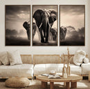 Elephant Family Wall Art Canvas Print, Framed Elephant Wall