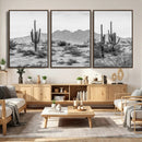 Black White Arizona Desert Canvas Wall Art Cactus Farmhouse