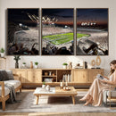 Epic Night Football Stadium Wall Art Canvas Print, Fireworks