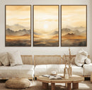 Sepia Color Abstract Mountain Wall Art Canvas Print