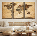 Push Pin World Map Canvas Print – Travel Tracker Wall Art
