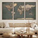 Rustic Black and Wood World Map Canvas Wall Art – Framed by MyGreatCanvas | Canvas Wall Art Prints | Photo Prints & Wall Decor