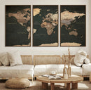 Vintage World Map Canvas Wall Art – Framed Travel Map for by MyGreatCanvas | Canvas Wall Art Prints | Photo Prints & Wall Decor