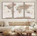Framed Large World Map Canvas Print for Office Decor by MyGreatCanvas | Canvas Wall Art Prints | Photo Prints & Wall Decor