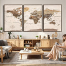 World Map Canvas Print – Framed Detailed Map of the World