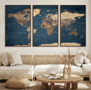 Navy Blue World Map Canvas Print – Framed Travel Map Wall by MyGreatCanvas | Canvas Wall Art Prints | Photo Prints & Wall Decor